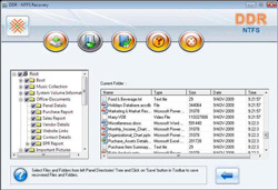 NTFS data recovery software screenshot