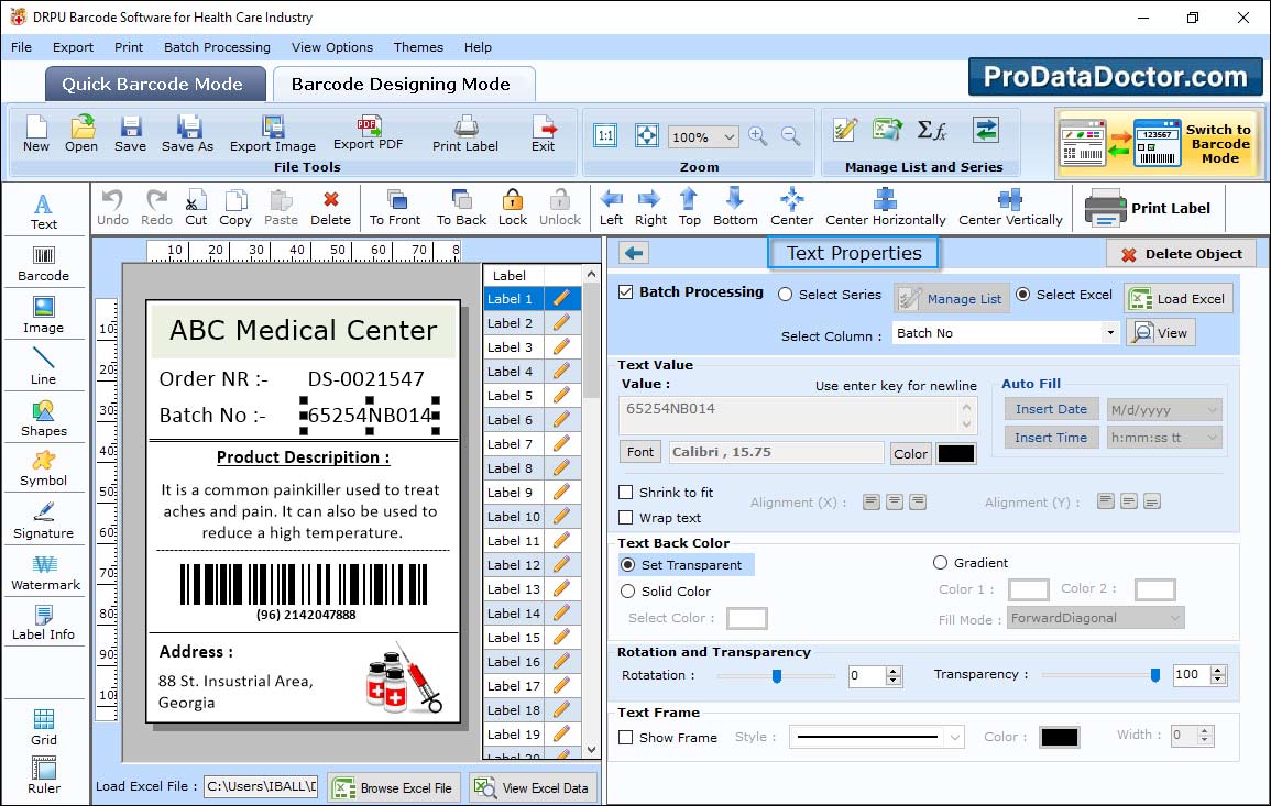 Barcode Label Maker for Healthcare Industry