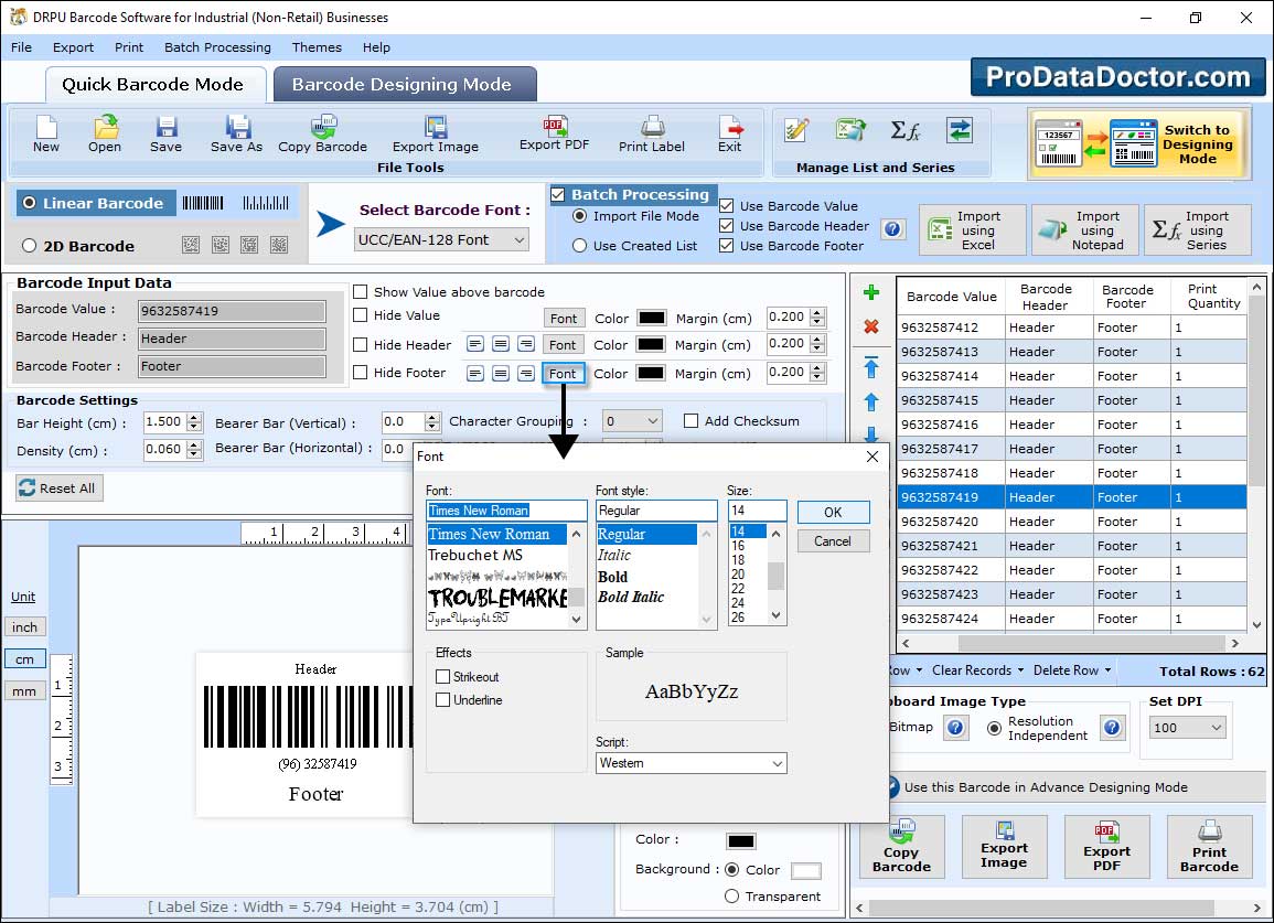 Barcode Label Maker for Industrial Manufacturing