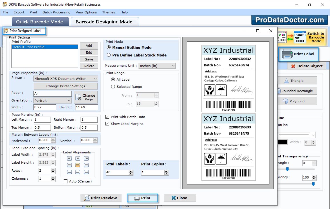 Barcode Label Maker for Industrial Manufacturing