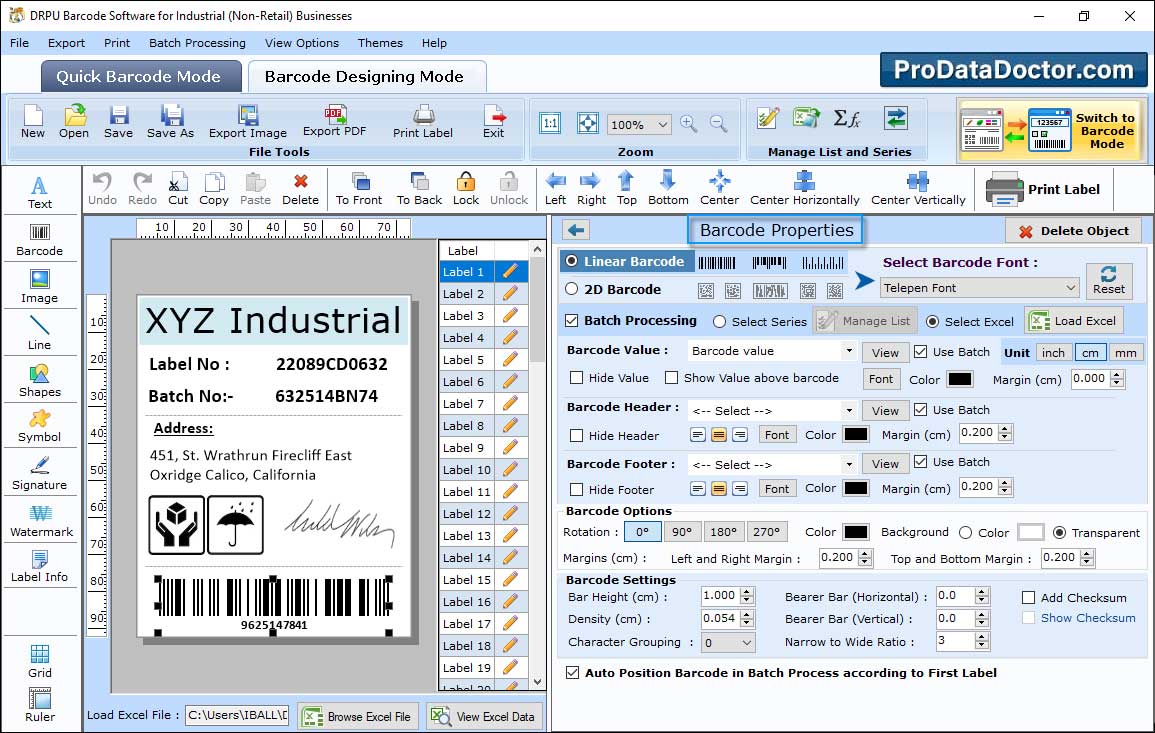 Barcode Label Maker for Industrial Manufacturing