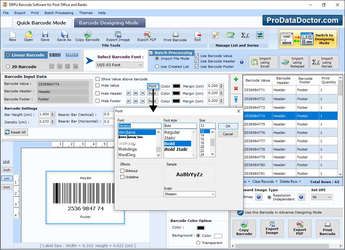 Barcode Label Maker for Post Office and Bank