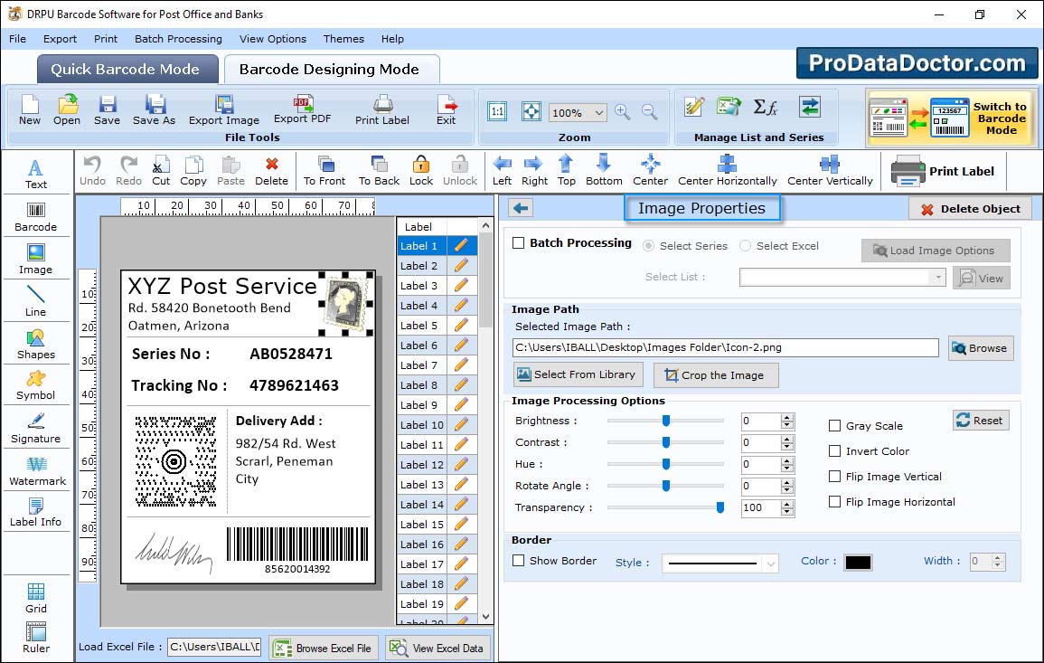 Barcode Label Maker for Post Office and Bank