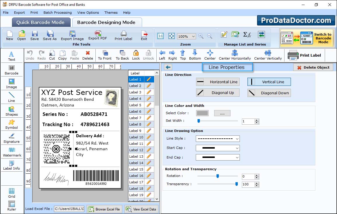 Barcode Label Maker for Post Office and Bank