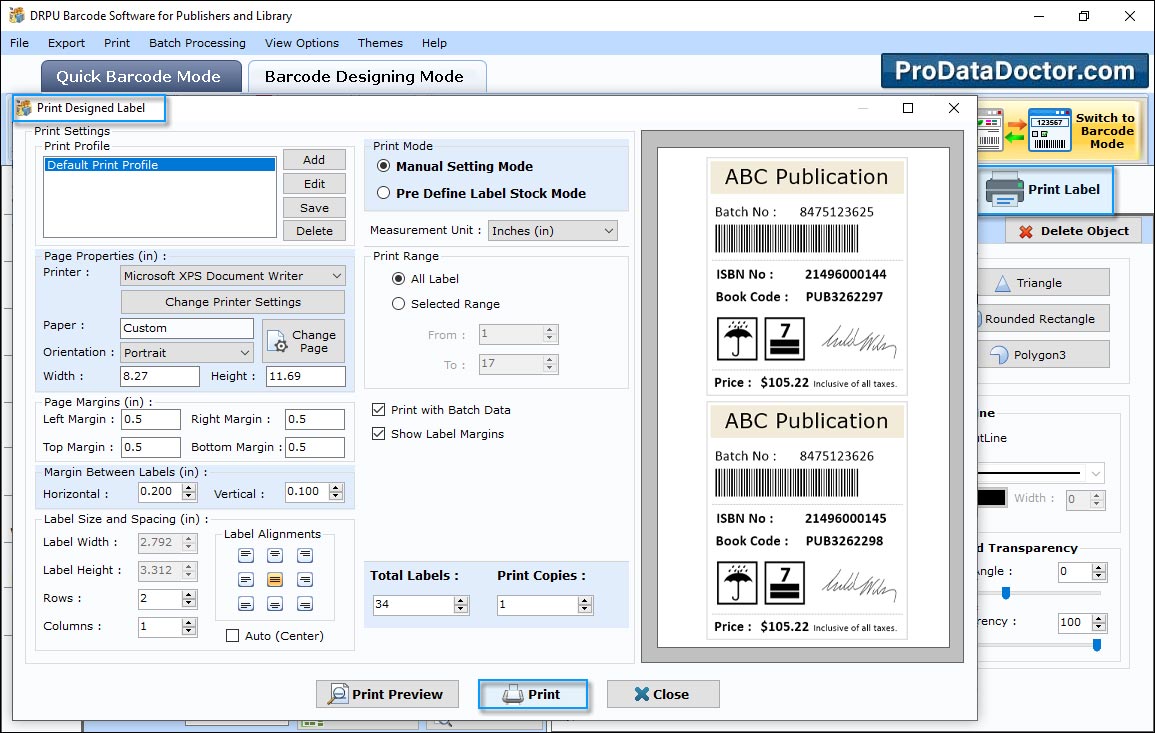 Barcode Label Maker for Publishers and Library 