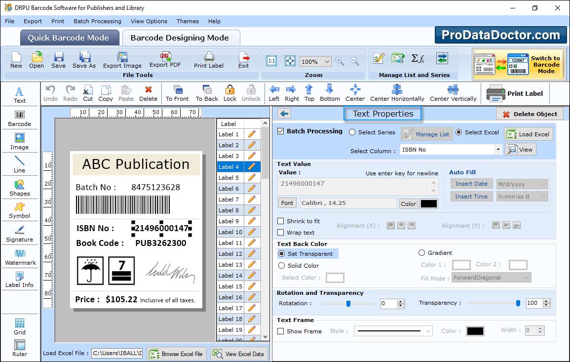 Barcode Label Maker for Publishers and Library