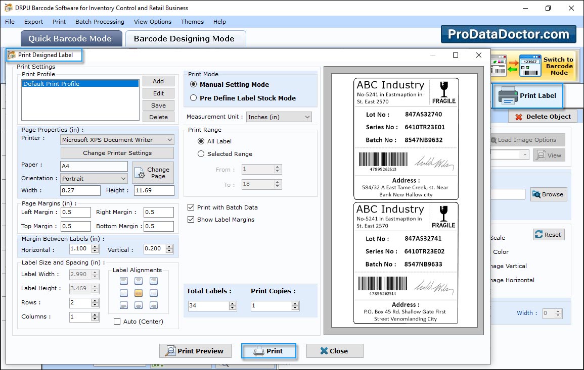 Barcode Label Maker for Inventory Control