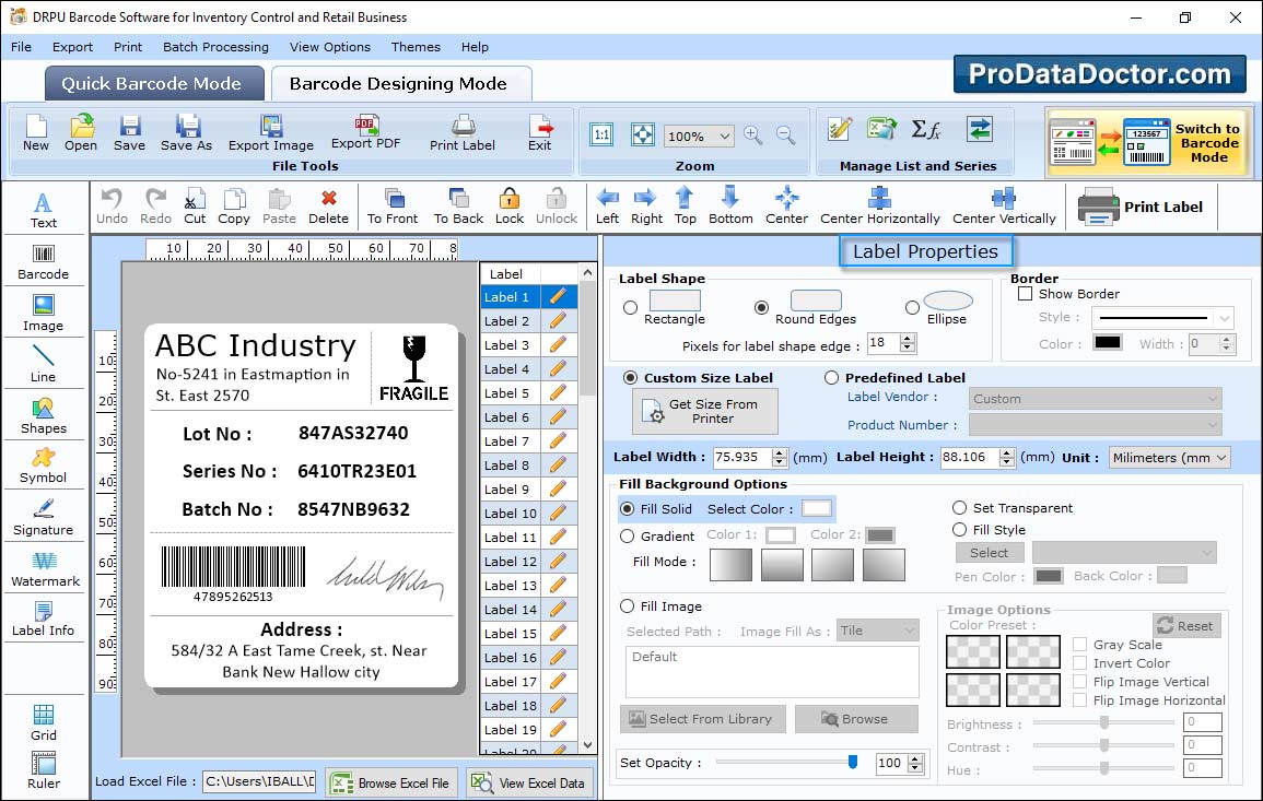 Barcode Label Maker for Inventory Control