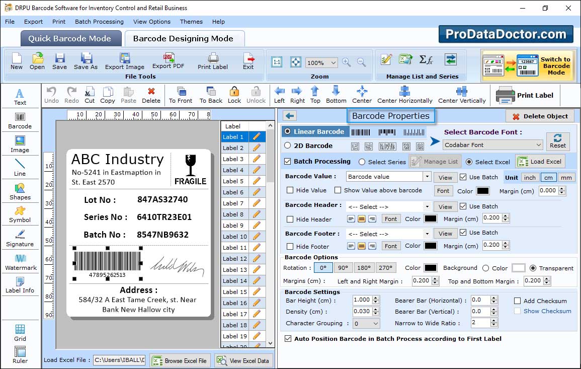 Barcode Label Maker for Inventory Control