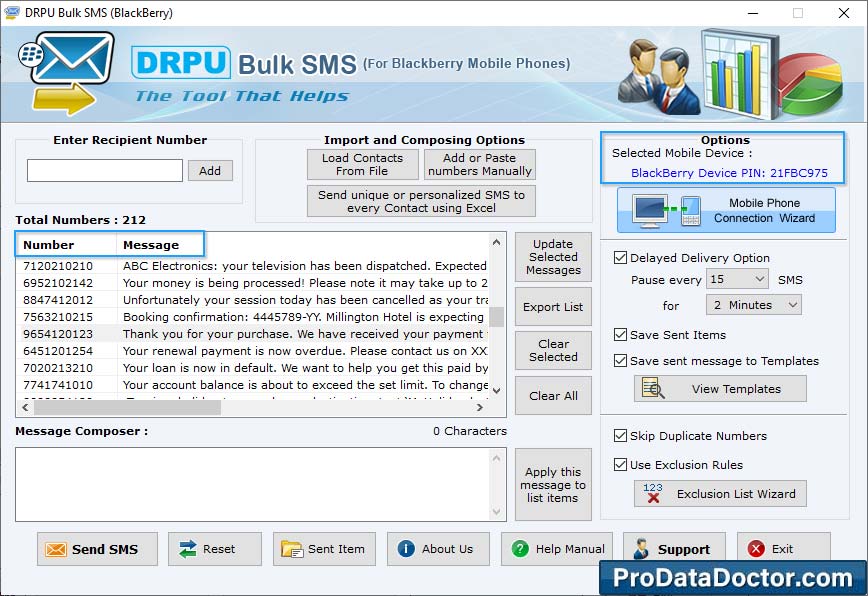 Bulk SMS Software for BlackBerry Mobile Phones