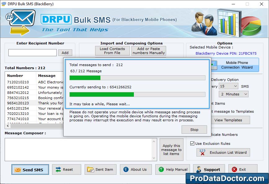 Bulk SMS Software for BlackBerry Mobile Phones