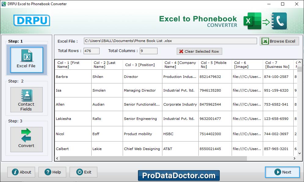 Excel to Phonebook Converter