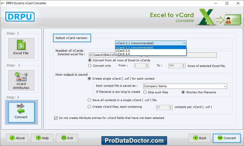 Excel to vCard Converter