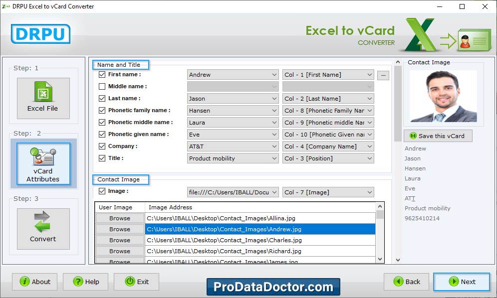 Excel to vCard Converter