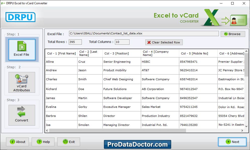 Excel to vCard Converter