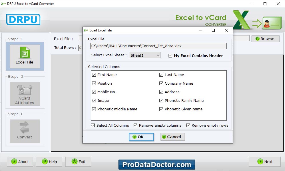 Excel to vCard Converter