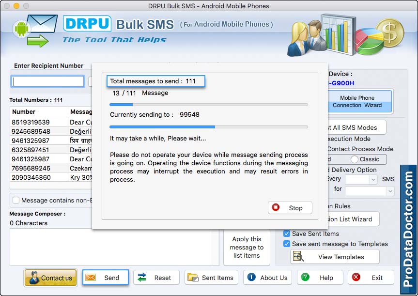 Mac Bulk SMS Software for Android Mobile Phone