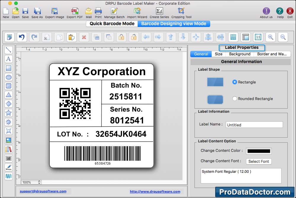 Mac Barcode Label Maker - Corporate Edition