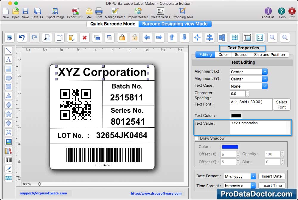 Mac Barcode Label Maker - Corporate Edition