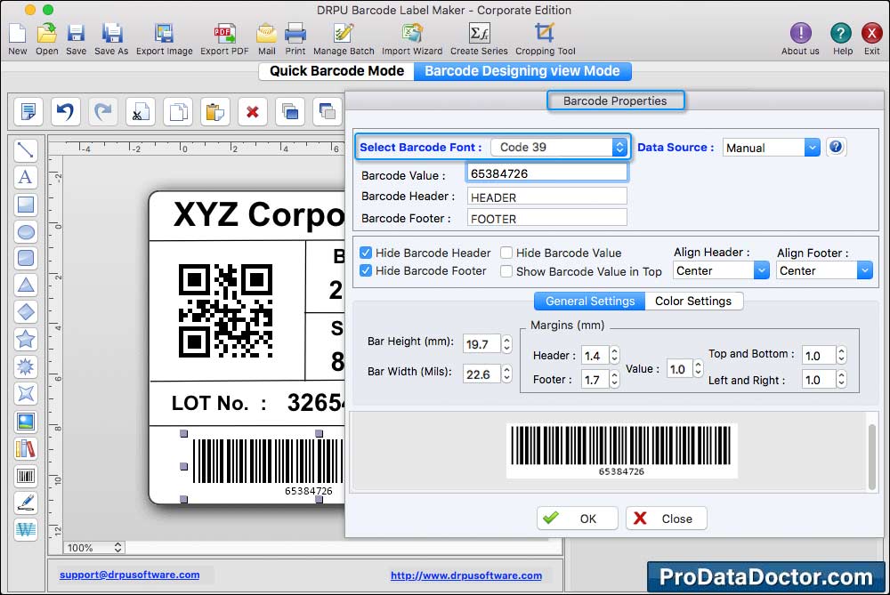 Mac Barcode Label Maker - Corporate Edition