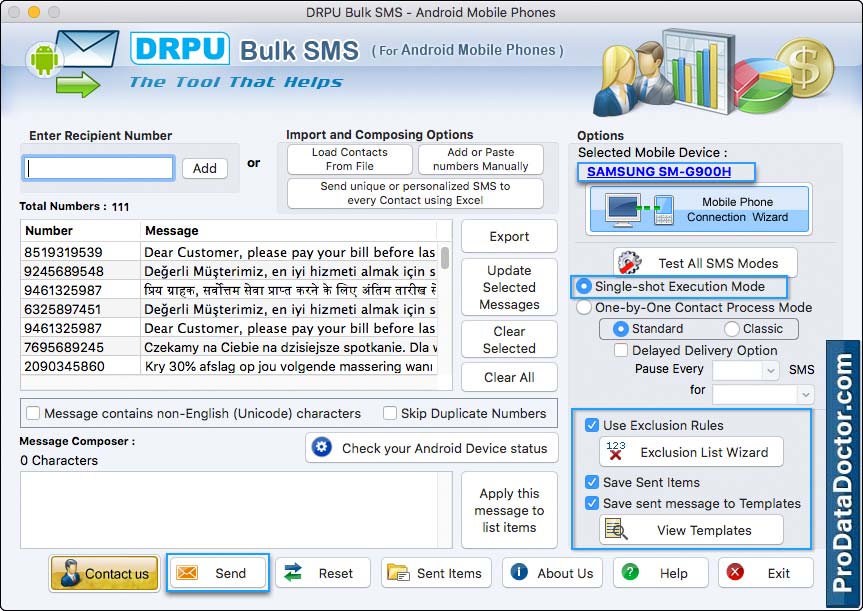 Mac Bulk SMS Software for Android Mobile Phone