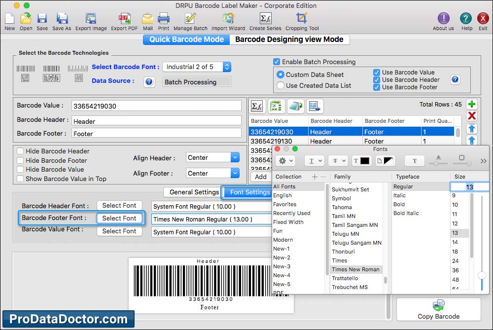 Mac Barcode Label Maker - Corporate Edition