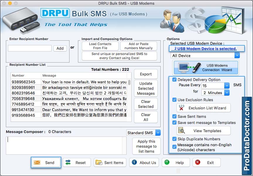 Mac Bulk SMS Software for USB Modems