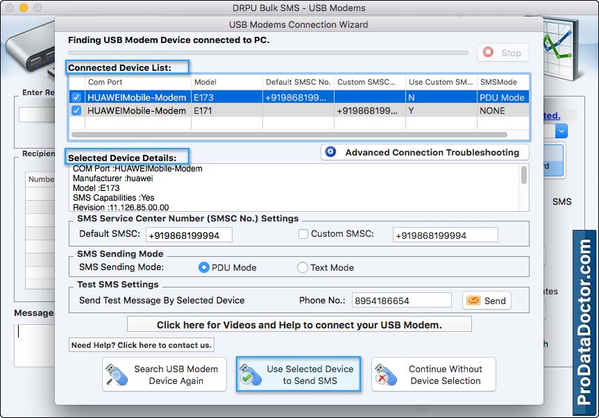 Mac Bulk SMS Software for USB Modems