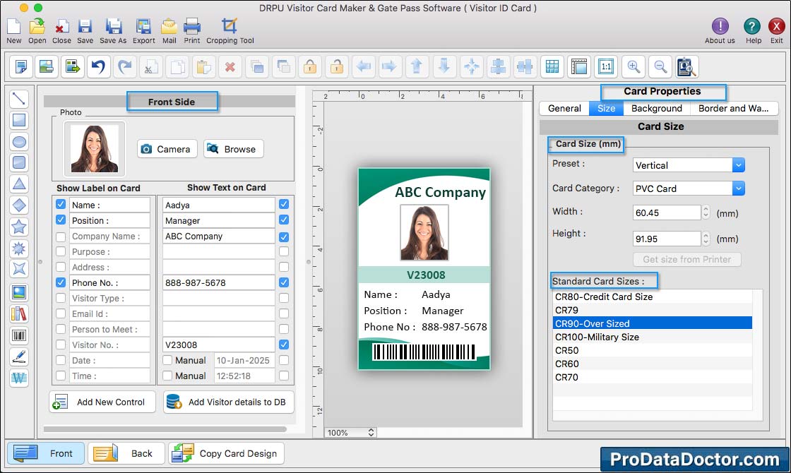 Add visitor's details on ID Card