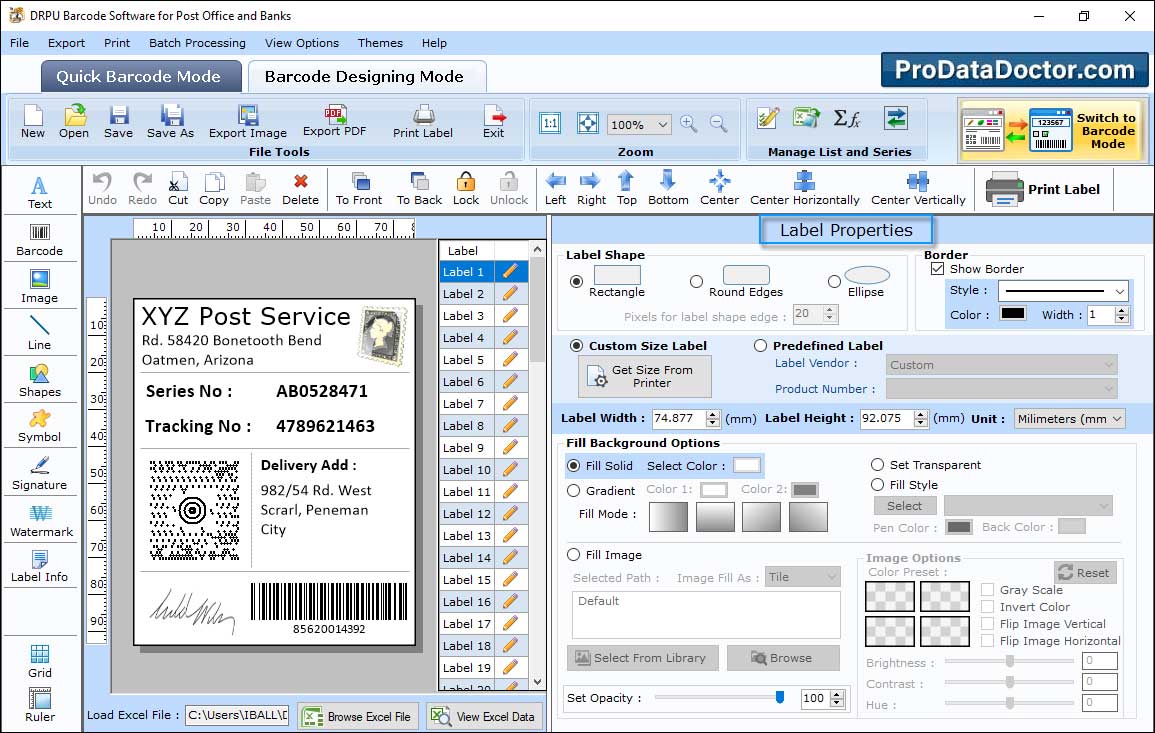 Barcode Label Maker for Post Office and Bank