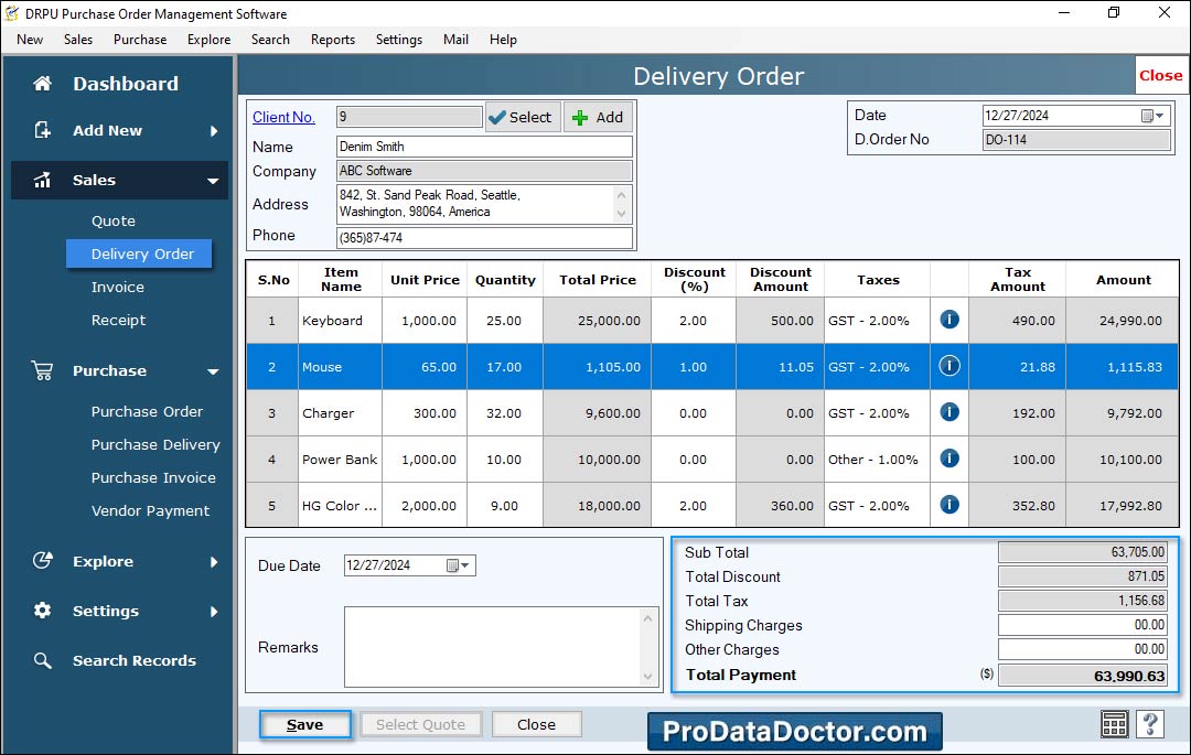 Purchase Order (Standard Edition)