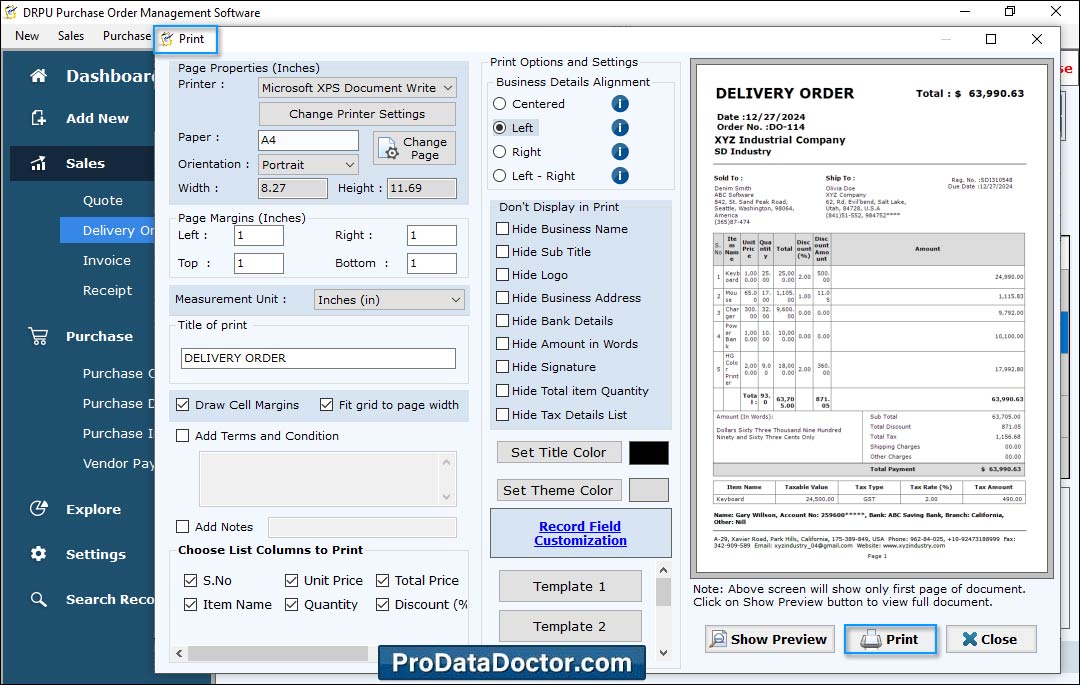 Purchase Order (Standard Edition)