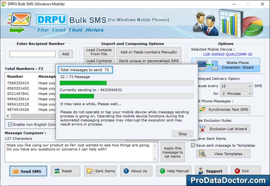 Bulk SMS Software for Windows Mobile